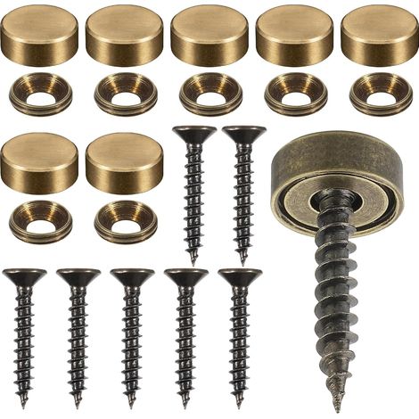 Lot de 8 vis décoratives en laiton de 12 mm avec capuchons, cache-vis autotaraudeurs pour miroirs, meubles et armoires (1/5)
