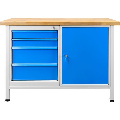 ADB Werkzeugtisch Werkbank Werkstatt Arbeitstisch Werktisch 4 Schubladen 1 Tür (1/5)