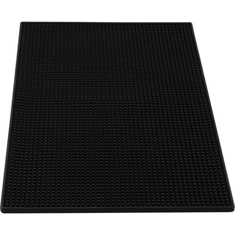 Tapis de Bar Noir PVC 45x30 cm - Antidérapant, Résistant à l'Eau pour Cuisine, Café, Restaurant