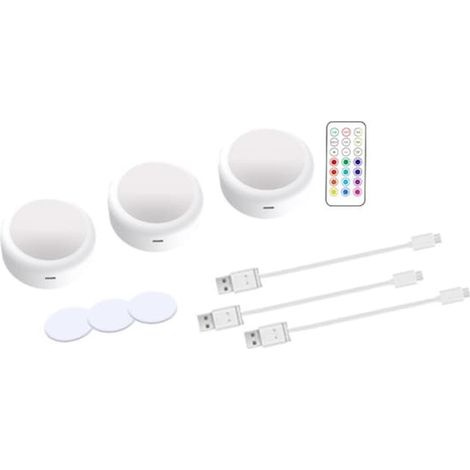 Spots LED rechargeables 13 couleurs RGB, lot de 3, blancs (1/5)