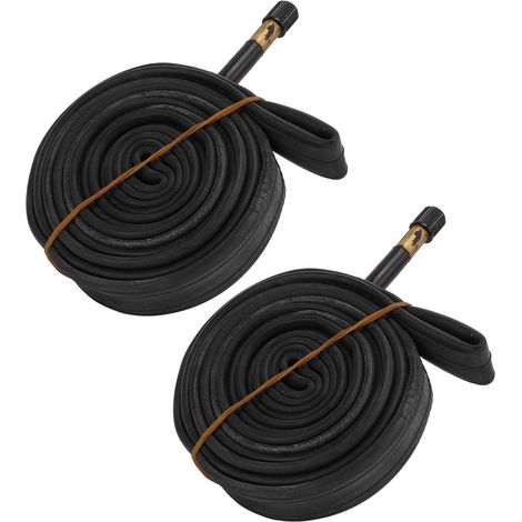 Lot de 2 chambres à air de vélo 700x23C, valve Schrader 48 mm, en caoutchouc butyle, avec 2 démonte-pneus (1/5)