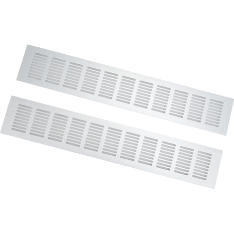 Grille de ventilation rectangulaire en alliage d'aluminium conditionnée, adaptée aux armoires, aux meubles à chaussures et aux penderies, mesurant 80 x 450 mm. (1/5)
