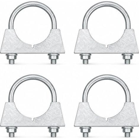 Exhaust Pipe Clamps 50mm, U Exhaust 50mm Clamp For Pipe Galvanized Steel Fitting M8 Exhaust System Car Round Tube Seamless Fitting (1/5)