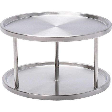 Étagère à épices en acier inoxydable, plateau tournant Lazy Susan, organisateur de placard rotatif à 360° à 2 niveaux, 25 cm (10 po) (1/5)