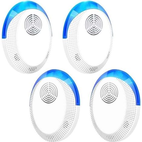 Répulsif antiparasitaire à ultrasons, pièges à souris anti-insectes électroniques 4 paquets pour l'intérieur, plug-in répulsif contre les moustiques et les araignées, répulsif efficace contre les rats (1/4)