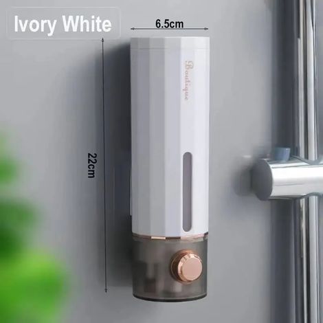 Distributeur de savon liquide mural (1 pièce - Blanc - 450 ml) : luxueux et minimaliste, idéal pour la cuisine. Fabriqué en ABS et à fixer au mur. (1/5)