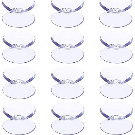 12 doppelseitige, rutschfeste Saugnäpfe aus Kunststoff, ohne Haken, für Glastische.