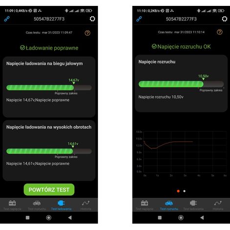 APPLICATION DU TESTEUR DE BATTERIE 12 V MENU DE POLISSAGE (1/5)
