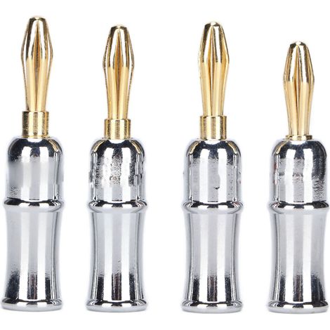 Connecteur Banane 4PCS Preffair en Laiton Doré 24K, Fiche Banane Six Feuilles pour Haut-Parleurs BA1462 (1/5)