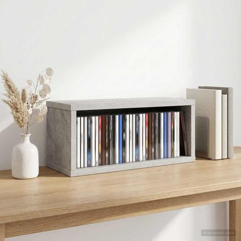 vidaXL Soporte para CDs Gris Hormigón 40 x 17 x 17 cm (1/5)