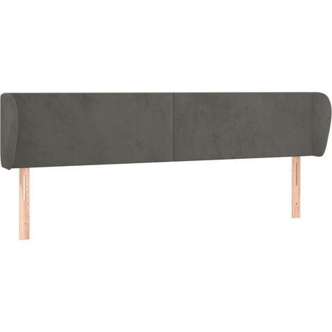 Testiera accessorio letto mobile camera da letto con bordo laterale 183 x 23 x 78/88 cm tessuto velluto grigio scuro TDL0204956