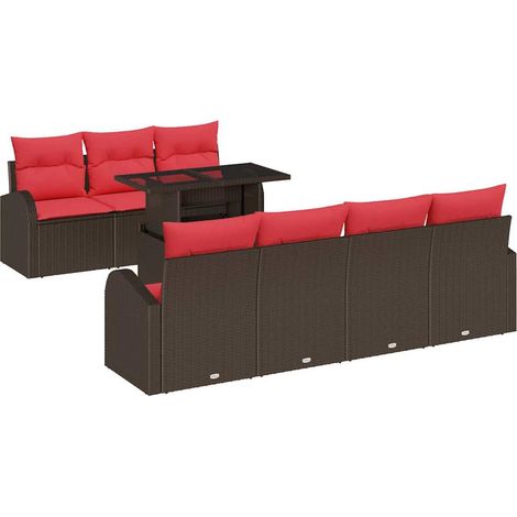 Garden Sofa Set with Storage 8 pcs Brown Poly rattan vidaXL