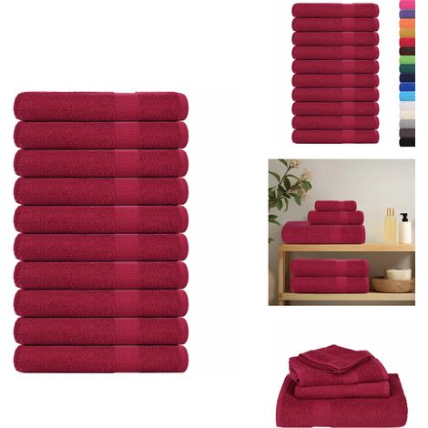 Serviettes de sauna 10pcs bordeaux 80x200cm 360 g/m² 100% coton - Serviette De Sauna - Serviettes De Sauna - Serviette - Serviette Avec Boucle De Suspension (1/5)