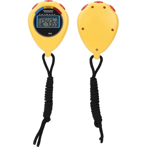 Professionelle Sportzeituhr, elektronische Stoppuhr für Leichtathletik, Wettkampf, Laufen, Schwimmen, Gelb
