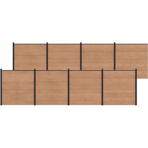 vidaXL Pannello di Recinzione 8 pcs WPC e Alluminio Marrone