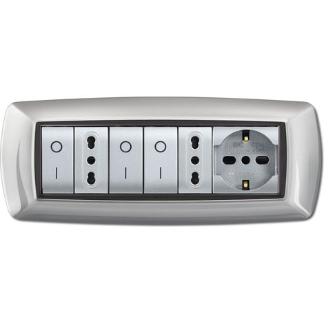 Placca Life Living Plast Alluminio Chiaro 7P Elettrocanali