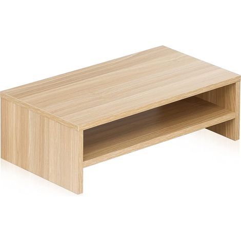 Réhausseur d'Écran en Bois,Support de Moniteur,Support d'Ordinateur Portable,PC,TV,pour Le Bureau et la Maison,42,5x23,5x14cm,Couleur Chêne (1/5)