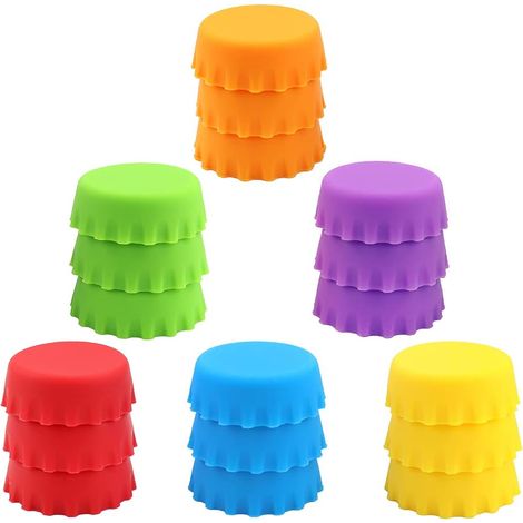 18 bouchons en silicone réutilisables pour bouteilles de bière, de boissons gazeuses, de sodas et de vin faits maison, multicolores-AquaForge (1/4)