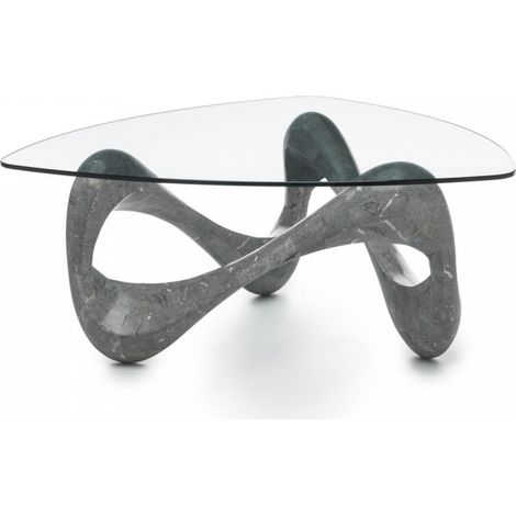 Mesa de centro transparente-gris 100 cm x 100 cm H. 42.5 cm (1/5)