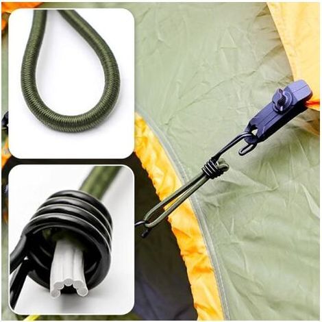 6pcs Tendeur en Caoutchouc avec Crochets en Spirale pour Tentes, bâches, bannières en PVC, Pavillons, Trampolines, Voile d'ombrage (1/4)