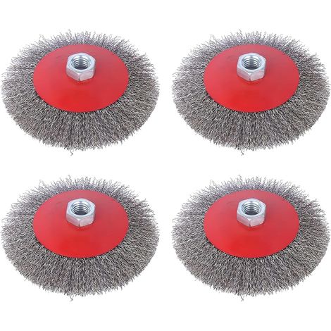 Lot de 4 brosses métalliques pour meuleuse d'angle - Brosse en acier M14 - 125 mm - Brosse métallique flexible - Pour nettoyage, détartrage (1/5)
