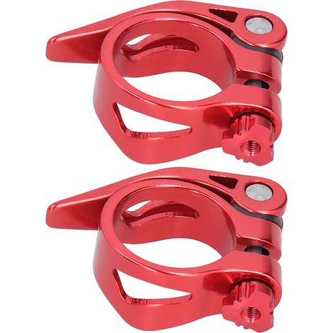 Lot de 2 colliers de serrage rapide pour tige de selle de vélo de route/VTT, 34,9 mm, rouge (1/5)