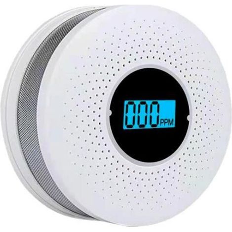 Detector Monoxido De Carbono Y Humo - Pantalla LCD Digital - Alarma 85 dB - Sensor Electroquimico CO - Autonomia 6 Meses - 1 Unidad (1/5)