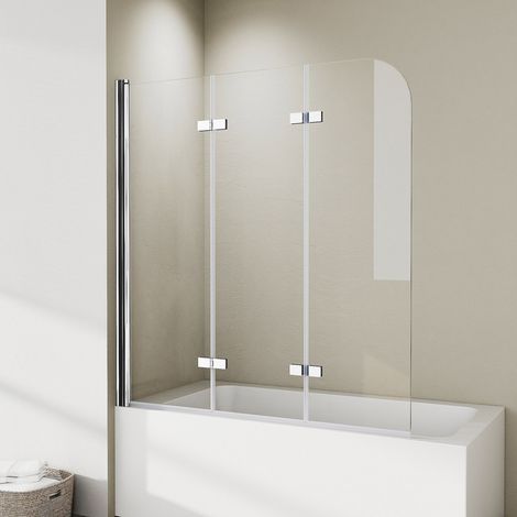 140 x 140 cm Pare-baignoire pliant 3 pièces Paroi de douche pour baignoire Paroi de douche pliable pour douche Verre de sécurité ESG 6 mm Pare baignoire