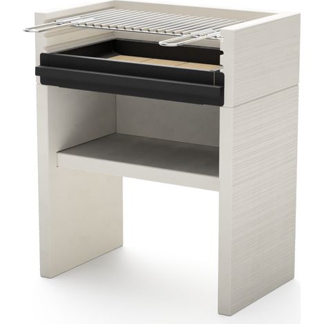 TUOZI - Barbacoa de Obra para Carbón Modelo VENIT FLEX (Gris/Blanco - 78 x 47 x 95 cm) REF: 8060 - Uso en Exteriores (1/2)