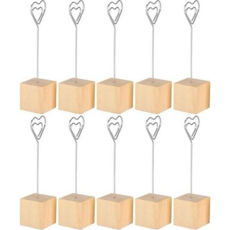 pair HURRISE Photo Holder 10 pièces porte-photo note carte de message image pince en métal support en bois massif (1/4)