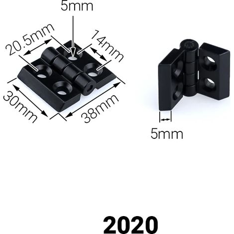 Charnières à paumelles noires (10 pièces) pour portes, en alliage de zinc, compatibles avec les profilés en aluminium 4545, les meubles et les armoires électriques. (1/5)