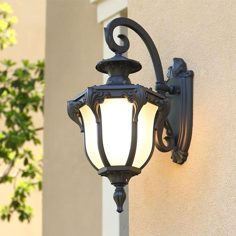 QAZQA Applique Murale Exterieur E27 Classique Imperméable Verre  Vintage Industrielle Luminaire Exterieur Rustique Luminaire Extérieur Mural Applique murale pour Cour & Jardin, Noir