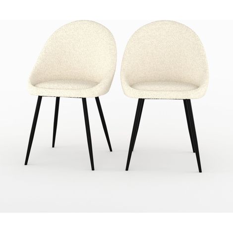 Set de 2 sillas en tejido bouclé blanco roto - Rona (1/4)