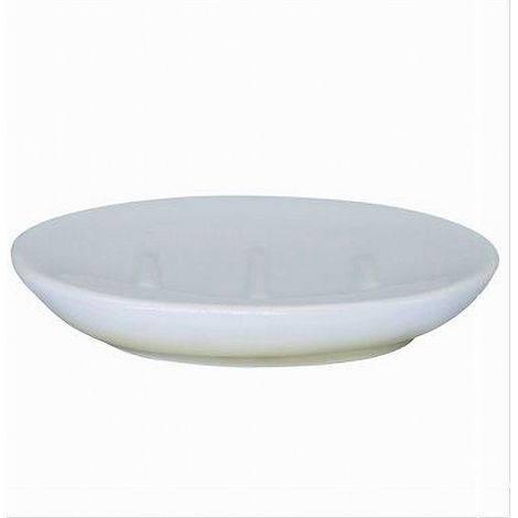Trade Shop - Plato Jabonera Baño Ceramica Blanco Amarillo Mobiliario 59904 - (1/3)