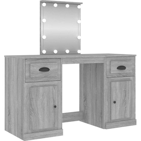 Maison Exclusive - Schminktisch mit LED-Leuchten Grau Sonoma 130x (1/5)