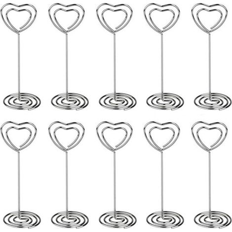 Pinces à photos, porte-photos avec pinces, lot de 10, porte-cartes, porte-noms pour décoration de bureau/mariage/fête/maison, couleur argentée (1/5)