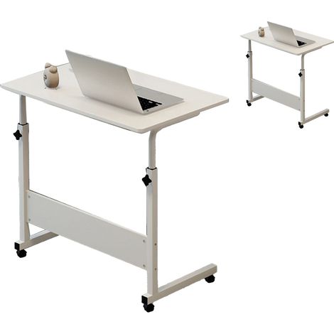 Table de chevet relevable 60 x 40 cm, structure en métal en forme de C, support pour ordinateur portable, idéale pour la maison ou le canapé, couleur noyer (1/5)