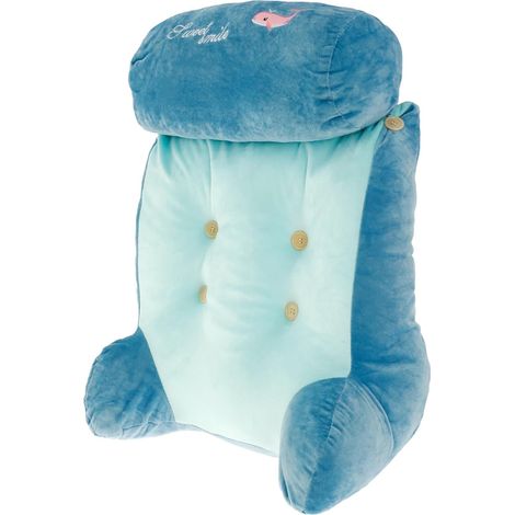Coussin de lecture pour lit, 40 x 45 cm, avec housse amovible, coussin repose-nuque et repose-bras pour regarder la télévision, lire, jouer à des jeux vidéo ou travailler (Bleu)-AquaForge (1/5)