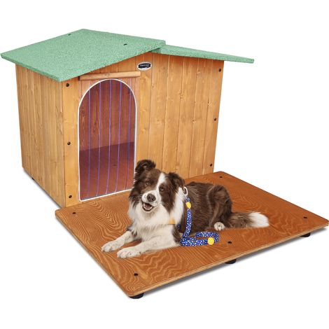 Cuccia in Legno per Cani da Esterno "Rinforzata" Tendina OMAGGIO mod. Oasi con Davanzale MADE IN ITALY B - Barboncino 72x86x53 Tendina OMAGGIO (1/5)