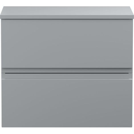 Mavesyn Contemporary 2 Drawer Wall Hung Vanity Unit with Worktop, Satin Grey, 600mm