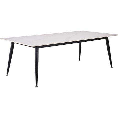 Table basse 140 cm céramique blanc pieds métal noir - RYDER 2