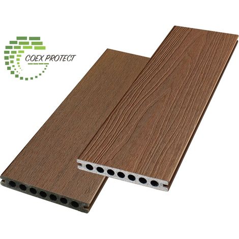 Green Outside – Lame de terrasse composite 2.60m – Coloris pin – 2 faces réversibles – Protection renforcée contre les UV – Installation facile en milieu humide (1/4)