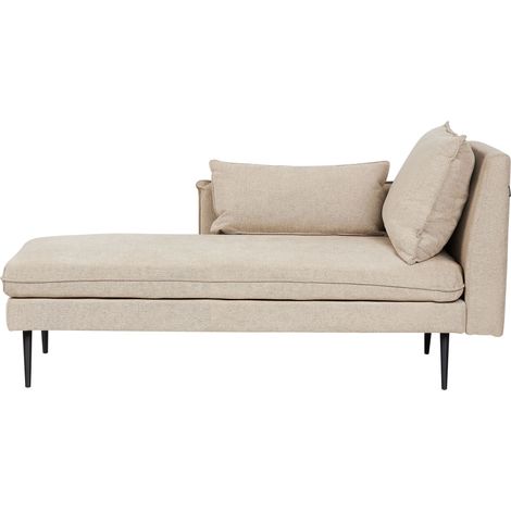 Chaise longue destra con cuscini decorativi in tessuto Settee Beige Yerres