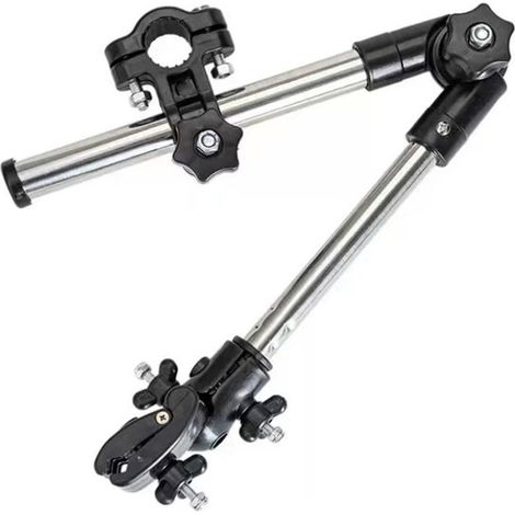 Porte-parapluie vélo - Réglable - Pliable - Pour fauteuil roulant, vélo, poussette - Métal - Argenté, Noir - 47 cm (1/5)