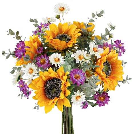 Bouquets de tournesols artificiels compatibles avec les bouquets de mariée composés de tournesols et de fleurs artificielles (1/5)