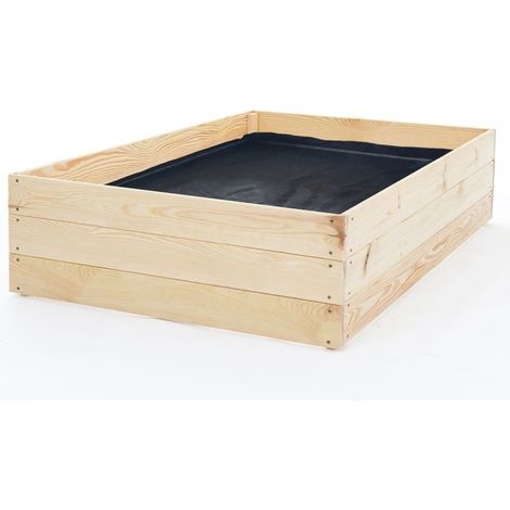 Caja de huerta - caja de cría - 120x120x27 cm - madera - con tela de tierra (1/5)
