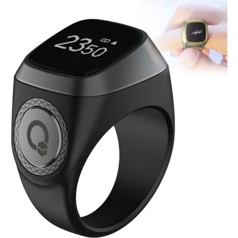 Intelligenter Ringzähler, 22 mm digitaler Bluetooth-Mini-Zähler-Wecker, muslimisches Design (grau) (1/4)