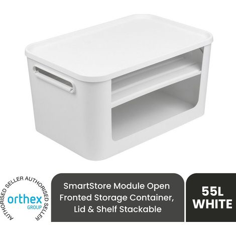 SmartStore Module 55L Open Front Storage Container With Lid & Shelf Unit, White (1/5)