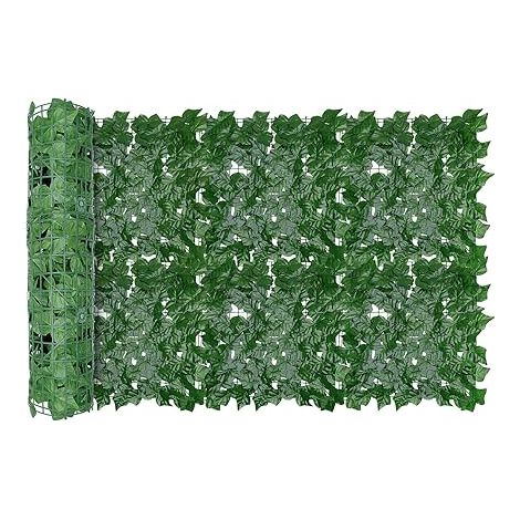 Clôture Artificielle de Feuilles de Lierre artificielles, Écran de clôture antivol de Jardin extérieu,Mur Vegetal clôtures décoratives Faux Fond d'écran d'herbe, 300x100cm(Feuilles de Vigne) (1/5)