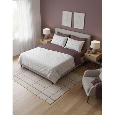 Set di biancheria da letto - 1 copripiumino 140 x 200 cm + 1 federe 60 x 60 cm - 100% cotone rinforzato - Rosa pallido / Bianco (1/4)